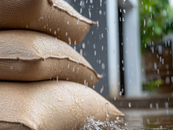 Sand bags in the rain