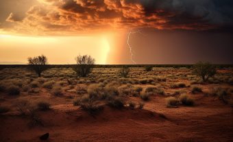 A lightning storm in the desert