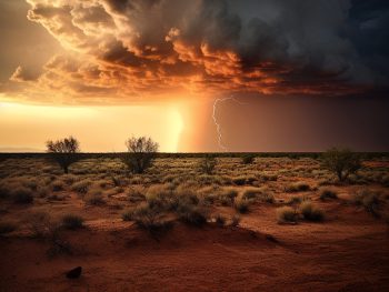 A lightning storm in the desert